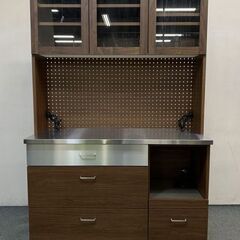 リビングハウス オープンダイニングボード ルシード 幅120 ウォールナット ステンレス天板 ソフトクローズ 中古家具 店頭引取歓迎 R7351