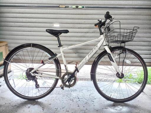 自転車中古　クロスバイク　OFFICE PRESS　外装7段変速　オートライト　カゴ鍵付き　フレームサイズ440　タイヤ700×32C