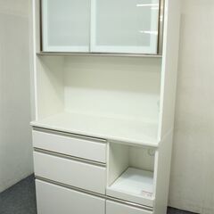 高年式!2022年製! ニトリ/NITORI キッチンボード アルミナ2 ホワイト 幅100cm ハイグロス 食器棚 100KB WH 中古家具 店頭引取歓迎 R7285