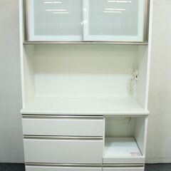 高年式!2022年製! ニトリ/NITORI キッチンボード アルミナ2 ホワイト 幅100cm ハイグロス 食器棚 100KB WH 中古家具 店頭引取歓迎 R7285