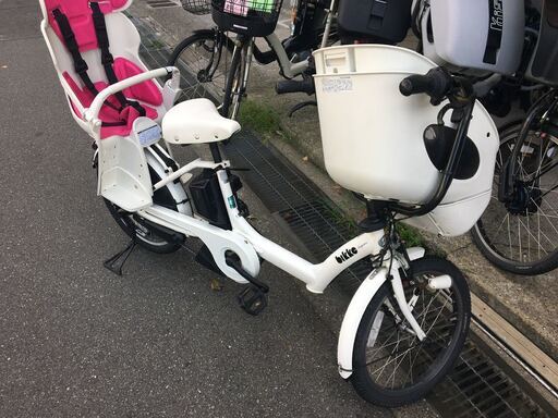 地域限定送料無料　ブリヂストン　ビッケポーラー　三人乗り　15.4AH　2020年　白　ギュットクルーム　キッスミニ　神戸市　電動自転車