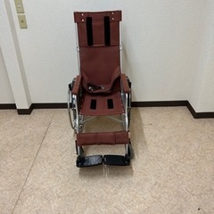 車椅子　折り畳み　赤茶色