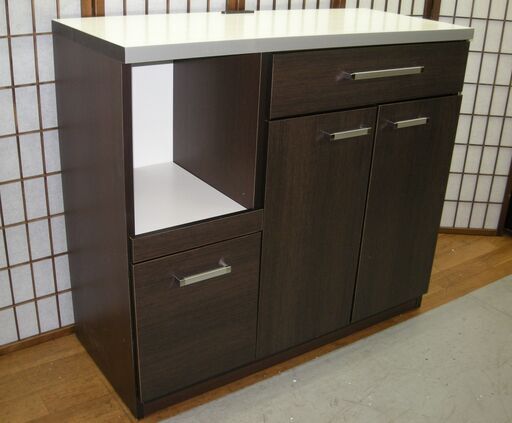 R220 国産 福山木工所 キッチンカウンター、2個口コンセント、キャスター付き、幅105cm 美品