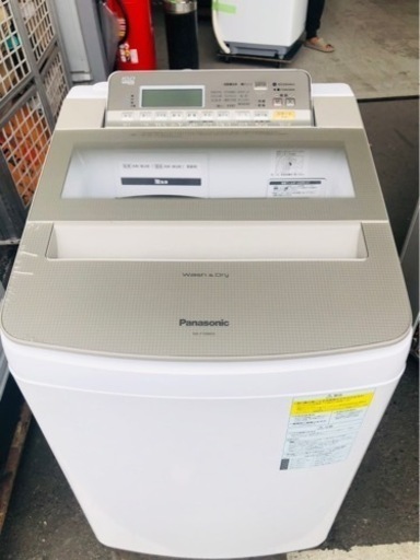 福岡市内配送設置無料　Panasonic パナソニック 10．0kg 洗濯乾燥機 エディオンオリジナル シャンパン NA-F10WE6 2018年製　ヒビあり