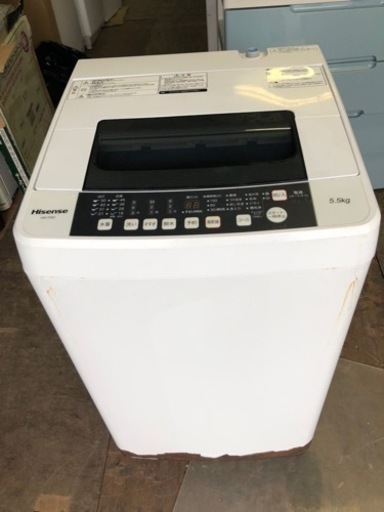 福岡市内配送無料　ハイセンス 全自動 洗濯機 5.5kg HW-T55C 本体幅50cm 最短10分洗濯 ふたり暮らし ホワイト/ホワイト