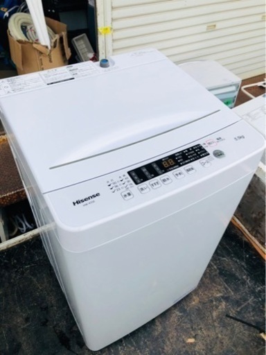 福岡市内配送無料　2021年　ハイセンス 全自動 洗濯機 5.5kg ホワイト HW-K55E 最短10分洗濯 真下排水
