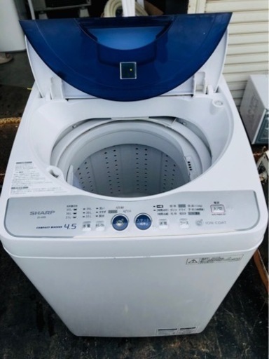 福岡市内配送設置無料SHARP 全自動洗濯機 ES-45E8-KB （ブルー） 洗濯機本体