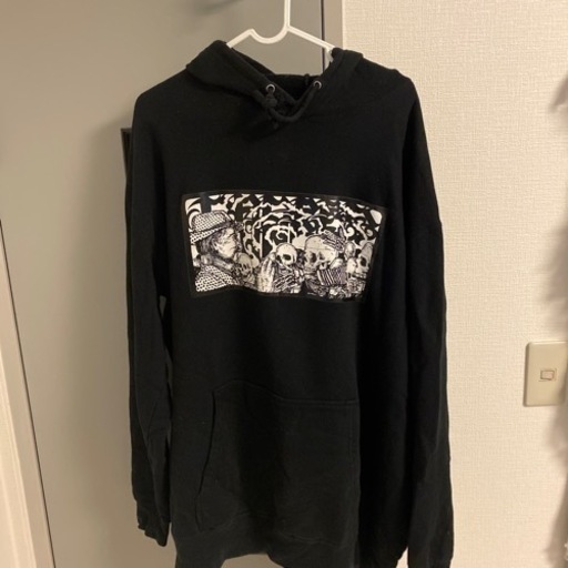 【美品】ART SIDE グラフィティプリントパーカー　BLACK XXL