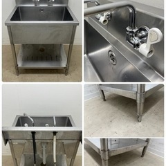 業務用　ステンレス　１槽シンク流し台　蛇口付き　店舗　飲食店　W７５０ｘD６００ｘＨ８５０ｍｍ