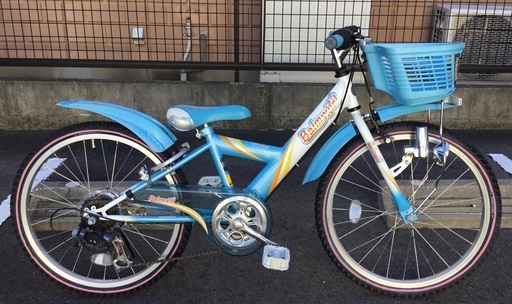 PayPay可＜整備済・美品車＞ブリヂストン・可愛い❣️女の子用・22インチ自転車・シマノ6段変速・ブルー 鍵付き・お掃除済で綺麗♪