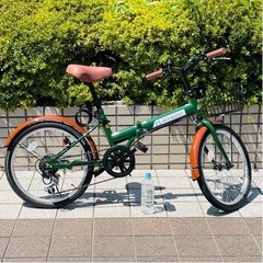 人気 20インチ 折りたたみ 自転車 ACE BUDDYシマノ 6段変速 専用鍵 カゴ付き ミニベロ 新古車