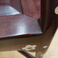 ② 螺鈿細工 椅子 チェア 花鳥図 貝細工 木製 アームチェア ダイニング