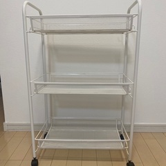 【超美品】可動式3段収納棚ホワイト《幅48×奥行27×高さ76cm》