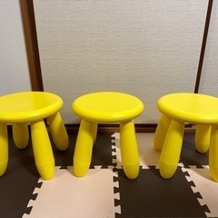 IKEA ムンマット　黄色　椅子　子供用スツール　3点セット