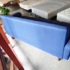 3人掛けソファ 脚付き 幅170×奥行69×高さ74cm 布製 ファブリック ブルー系 長椅子 ソファー 苫小牧西店