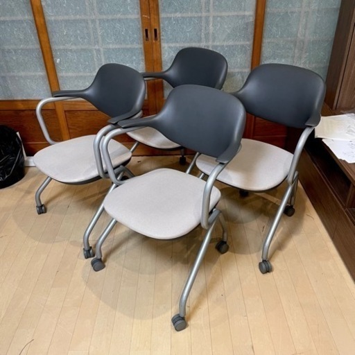 【お買い得‼️】サンケイ スライドスタックチェア 4脚セット スタッキングチェア 事務椅子 オフィス