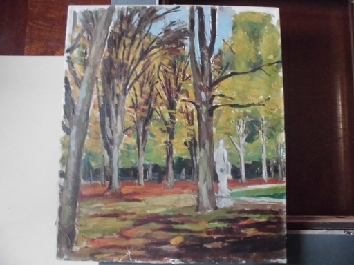 ゴッホ 油彩画 仮題「公園の風景」サイン オルセー認証票 （改訂版）