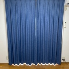 遮光デニムカーテン＆レースカーテン　サイズ:巾100x高200c...
