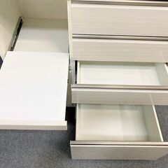 NITORI/ニトリ キッチンボード ポスティア 幅100 モイス ハイグロスホワイト木目 ソフトクローズ 食器棚 中古家具 店頭引取歓迎 R7371