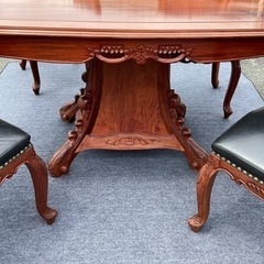 ロココ調 ダイニングセット ビンテージ 革張り