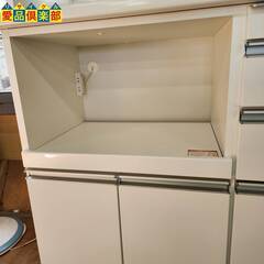 【愛品倶楽部柏店】松田家具 上置付2枚スライド扉キッチンボード プルミエレンジ1400