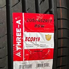 🌞205/45ZR17⭐工賃込み！新品未使用！GRヤリス、ヴィッツ、CR-Z、ノート、ロードスター、ミニ、プジョー、アルファロメオ、ルノー等に！THREE-A製サマータイヤ入荷しました🌞