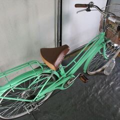 C936☆限定特価☆ 中古自転車 【26インチ 軽快車 グリーン 6段 LEDオート