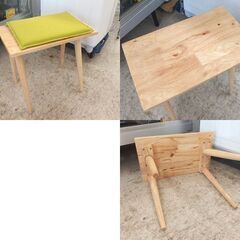 デスク 幅120cm スツール付き 天然木 パソコンデスク ワークデスク 作業机 ☆ 札幌市 北区 屯田 