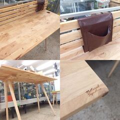 デスク 幅120cm スツール付き 天然木 パソコンデスク ワークデスク 作業机 ☆ 札幌市 北区 屯田 