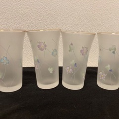 花柄　ガラスコップ　4個