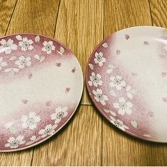 桜柄16cmお皿2枚セット と 桜柄14cmお皿4枚セット