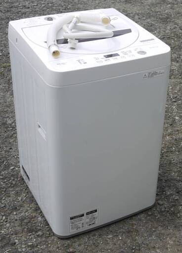 美品 シャープ 全自動洗濯機 ES-GA4B-W 2018年 ステンレス槽 4.5kg 時短コース シワ抑えコース搭載