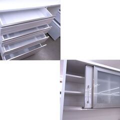 現状特価品！レンジボード 幅120×奥50×高200cm ソフトクローズ セパレート キッチンボード 食器棚 白エナメル ホワイト 西岡店