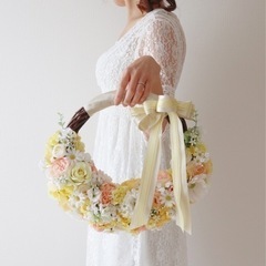 ウェディングブーケ（リースブーケ）、ブートニア 、髪飾りセット