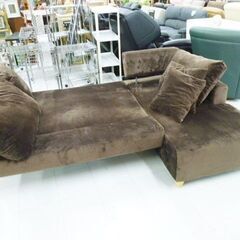 スイートデコレーション カウチソファ 3人掛け 幅約220cm スエード調 ブラウン系 L字ソファ 家具 長椅子 ソファー スイデコ 苫小牧西店