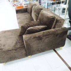 スイートデコレーション カウチソファ 3人掛け 幅約220cm スエード調 ブラウン系 L字ソファ 家具 長椅子 ソファー スイデコ 苫小牧西店