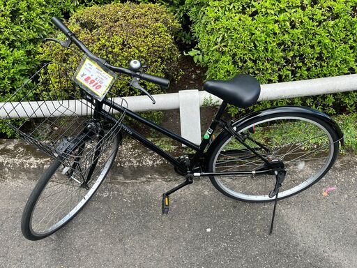 【リサイクルショップどりーむ鹿大前店】No.945　自転車　ママチャリ　黒色　ベル付き　鍵付き　LEDライト付き　27インチ