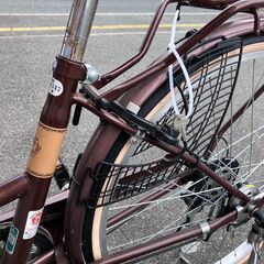 🚲26インチ自転車 MARUKIN🚲LEDオートライト ６段変速 鍵付き 茶色🚲FLOATMIX マルキン🚲667