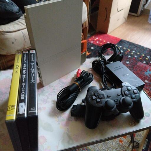 PS2ホワイト  薄型  ゲームソフト付【3】SCPH-75000