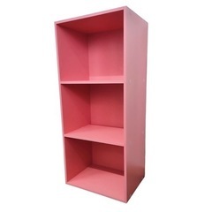 【新品／未開封品】3段ボックス　ピンク　単品（1台）　カラーボックス