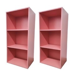 【新品／未開封品】3段ボックス　ピンク　2台セット　カラーボックス