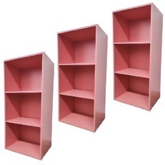【新品／未開封品】3段ボックス　ピンク　3台セット　カラーボックス