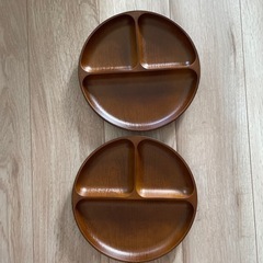 木目調のプラスチック皿2枚セット