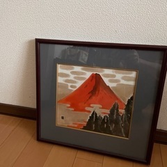赤富士　陶器　九谷焼