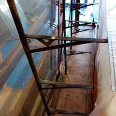 大型木製ディスプレイケース　土台付き　大正期制作骨董品　横幅約２４３cm