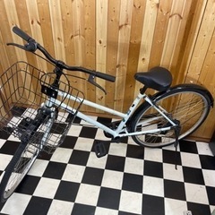 asahi 自転車　Tハンドル　ホワイト　鍵付き　通勤・通学　