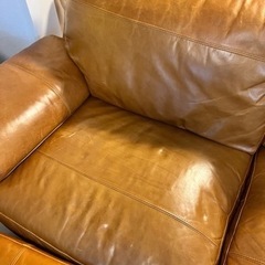 【お取引き中】　オイルレザー　3人掛けソファ