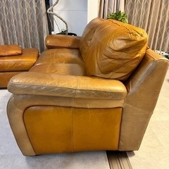 【お取引き中】　オイルレザー　3人掛けソファ