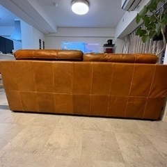 【お取引き中】　オイルレザー　3人掛けソファ