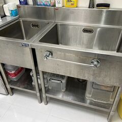 業務用ステンレスシンク1層シンク×2台
